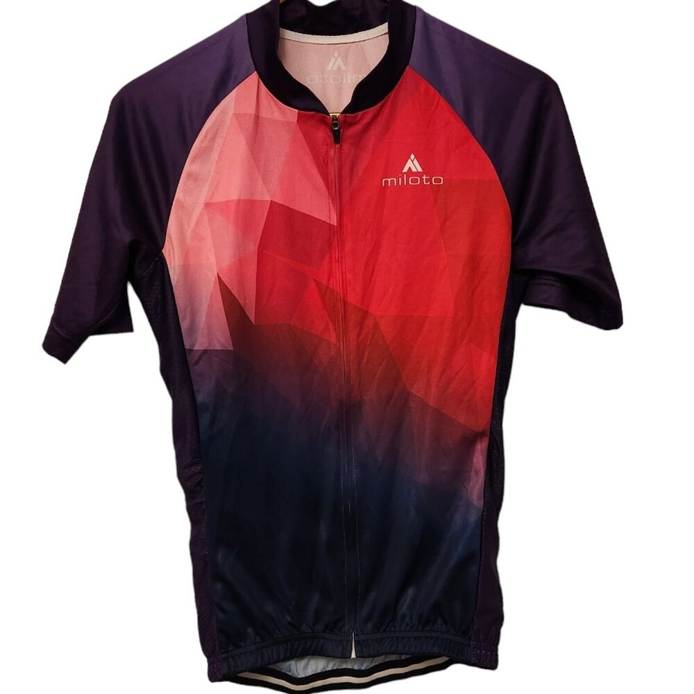 Miloto Racing Cycling‎ Jersey Large Pink Purple Full Zip Womens Large EUC